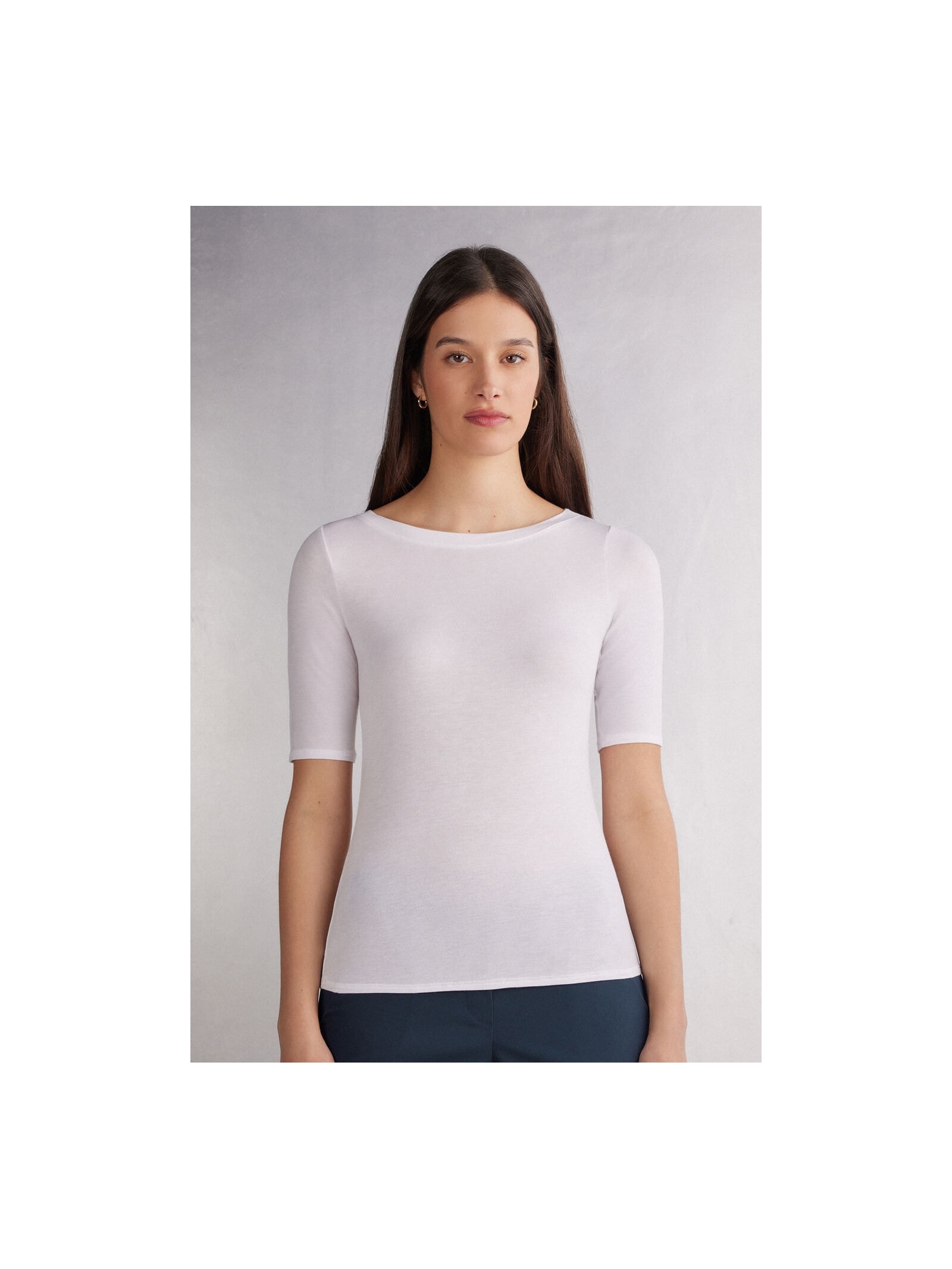 Blusa Com Gola Canoa Em Fresh Bamboo Branco Intimissimi