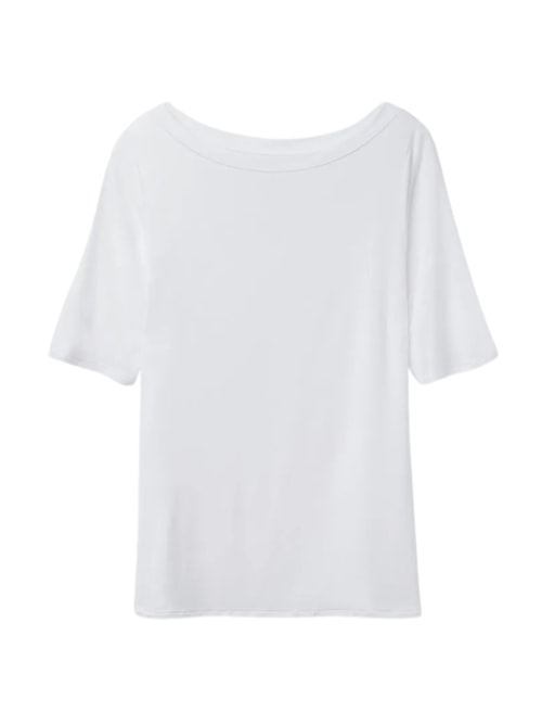 Blusa Com Gola Canoa Em Fresh Bamboo – Branco