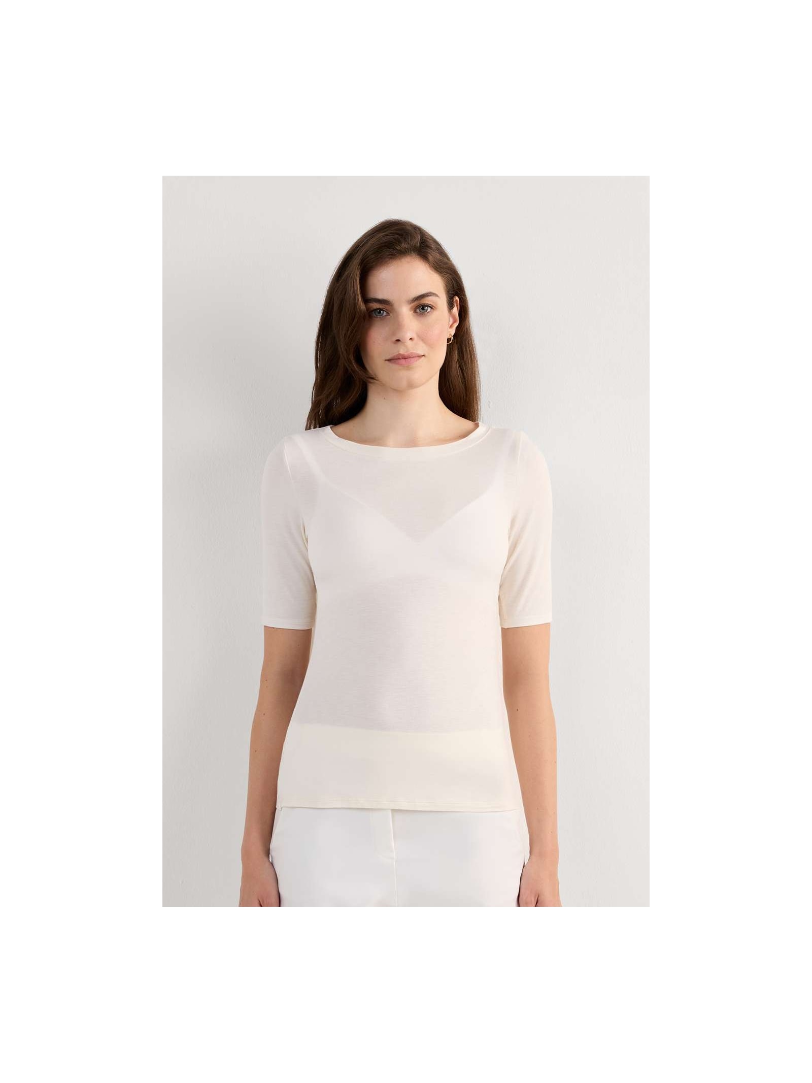 Blusa Com Gola Canoa Em Fresh Bamboo Off-White Intimissimi