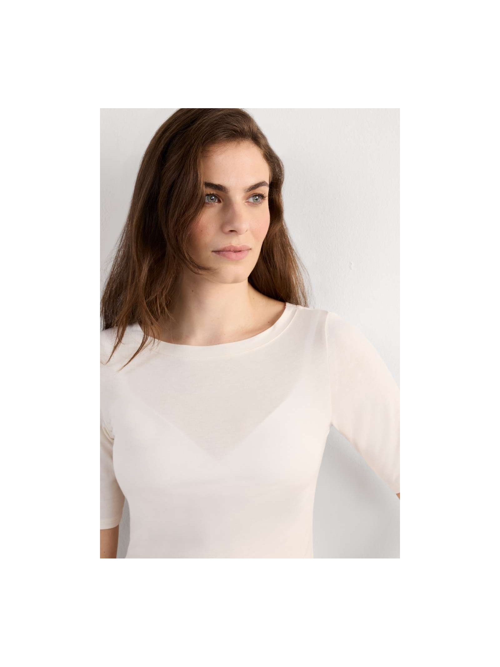 Blusa Com Gola Canoa Em Fresh Bamboo Off-White Intimissimi