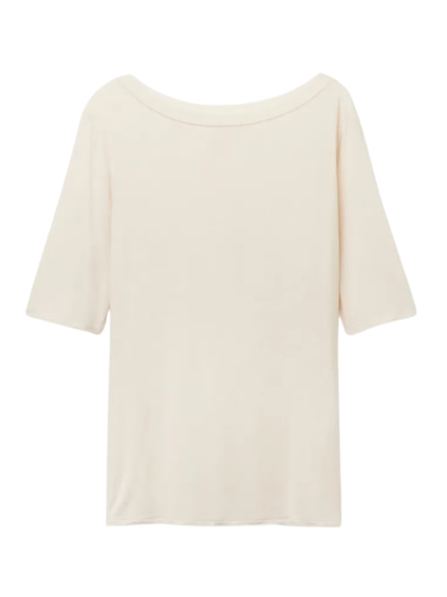 Blusa Com Gola Canoa Em Fresh Bamboo – Off-White