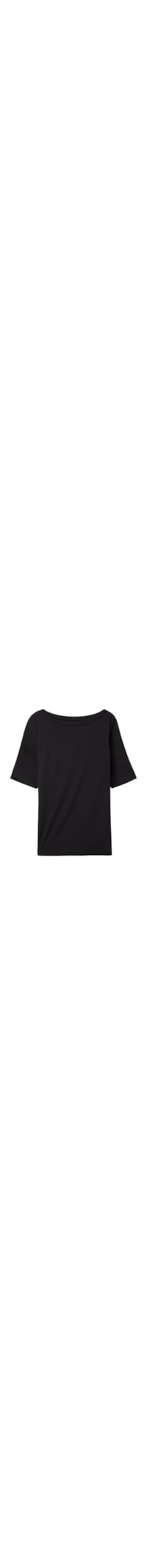 Blusa Com Gola Canoa Em Fresh Bamboo - Preto