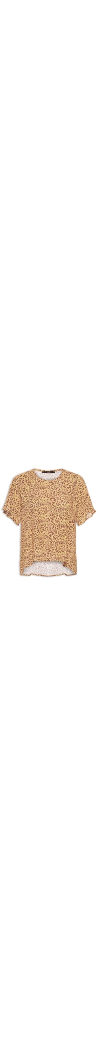 Blusa Com Manga Curta Estampada - Marrom
