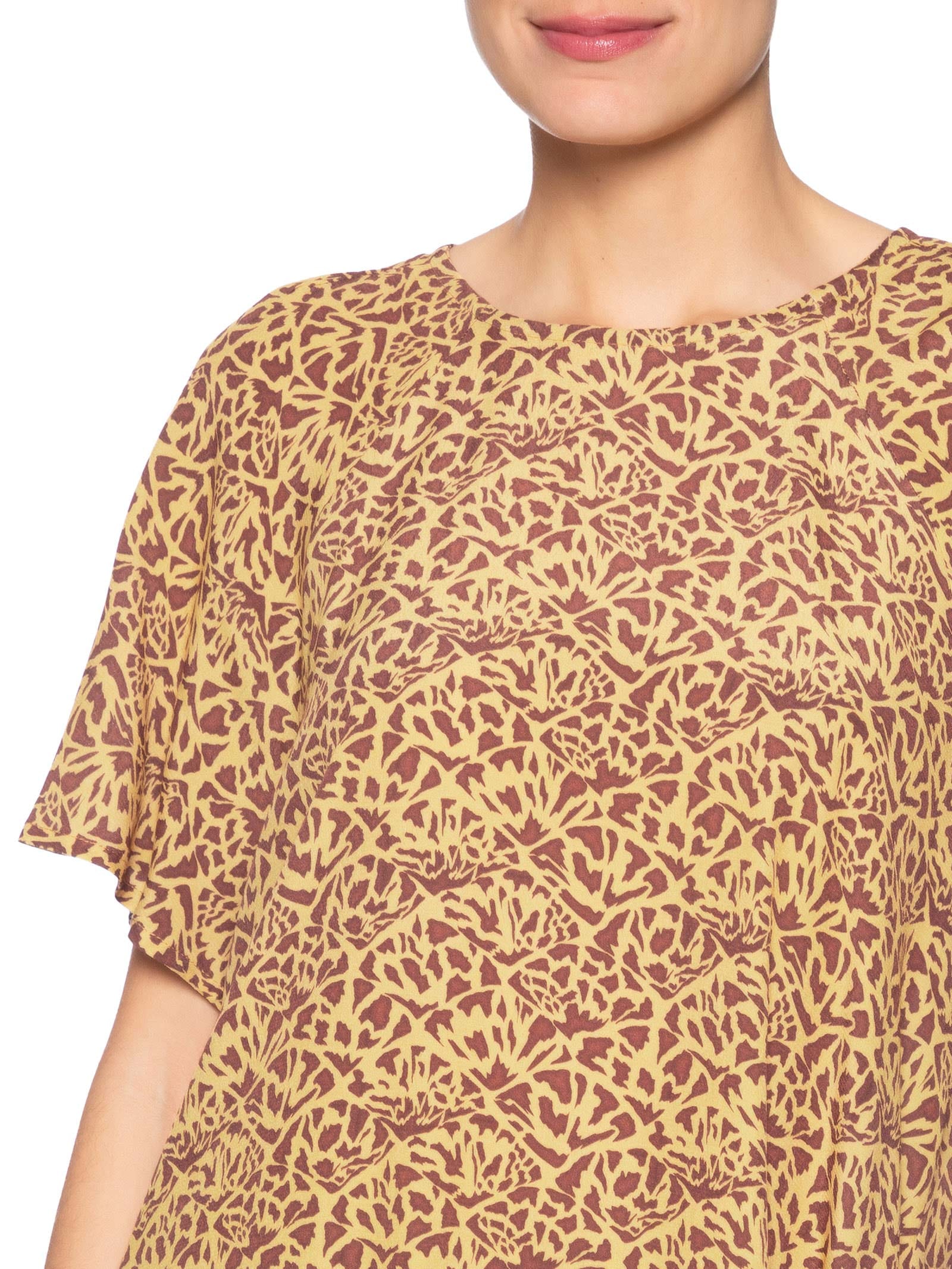 Blusa Com Manga Curta Estampada Marrom Animale