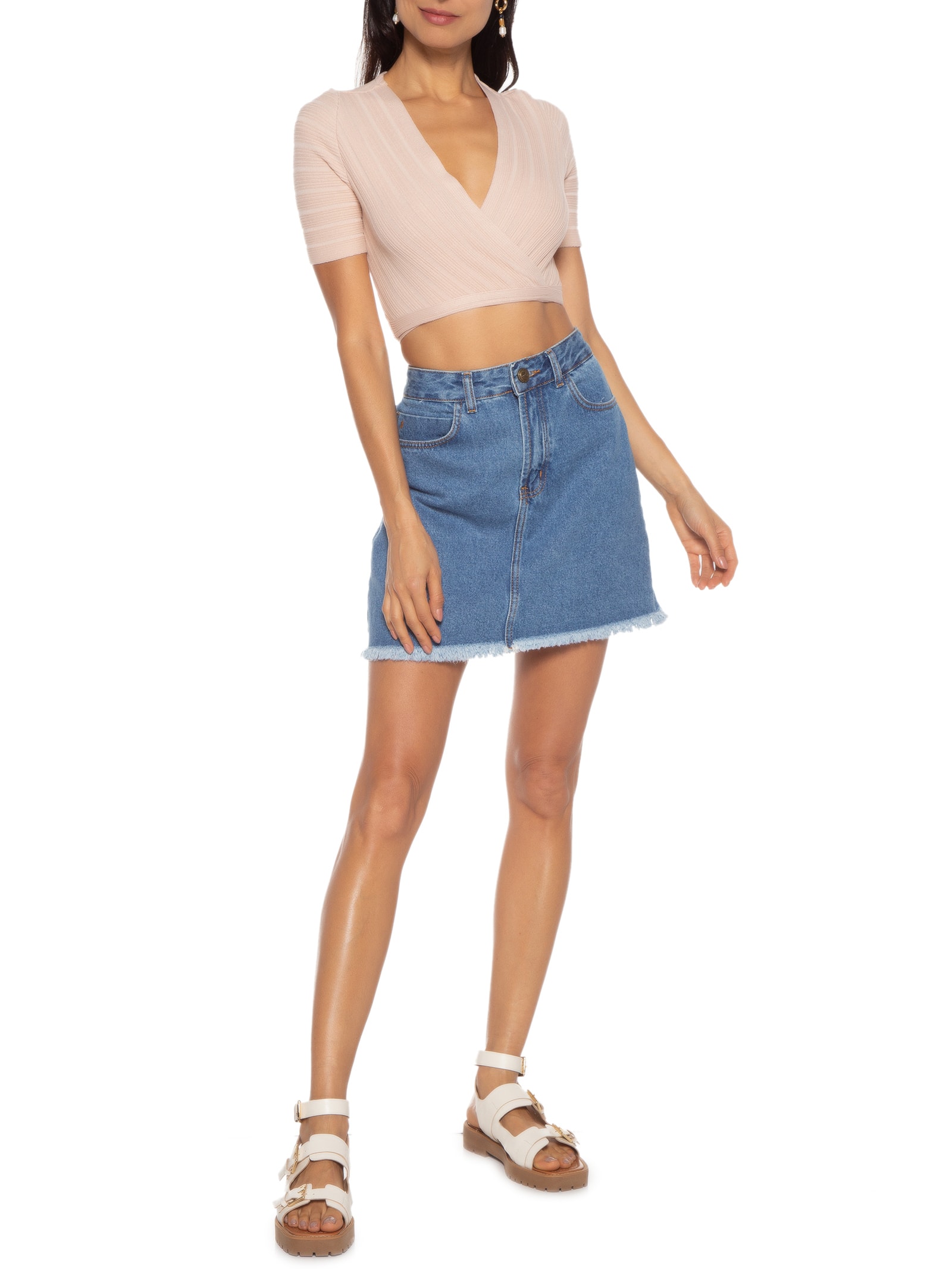 Blusa Cropped Amarração Rosa Basiq