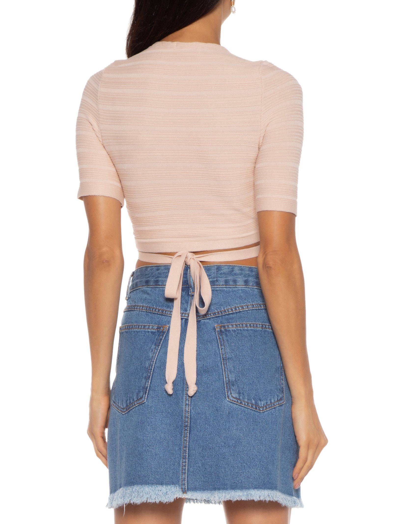 Blusa Cropped Amarração Rosa Basiq