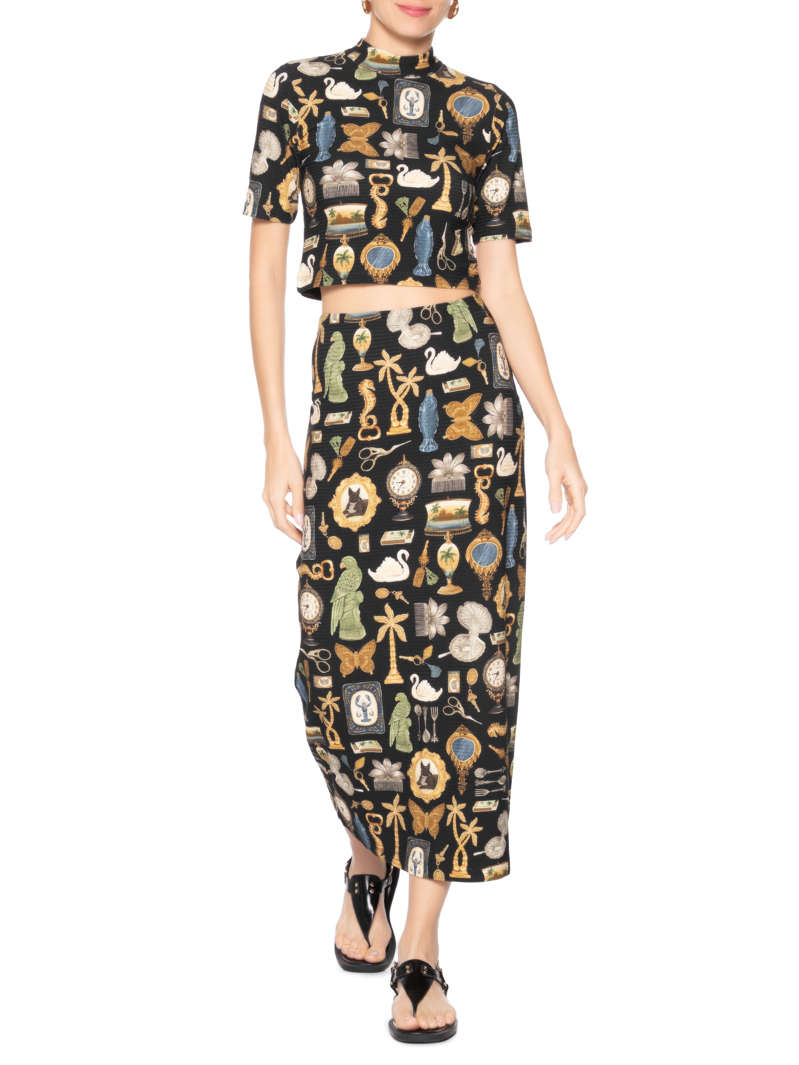 Blusa Cropped Bibelô Preto Farm