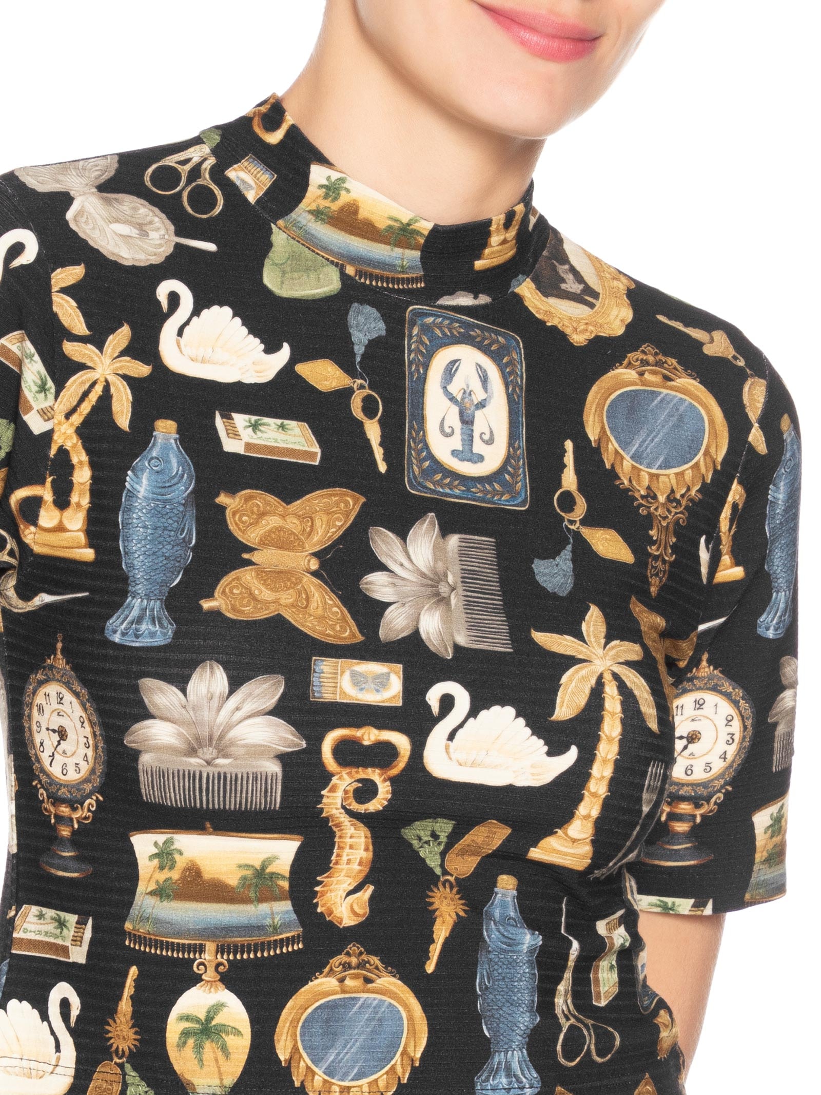 Blusa Cropped Bibelô Preto Farm