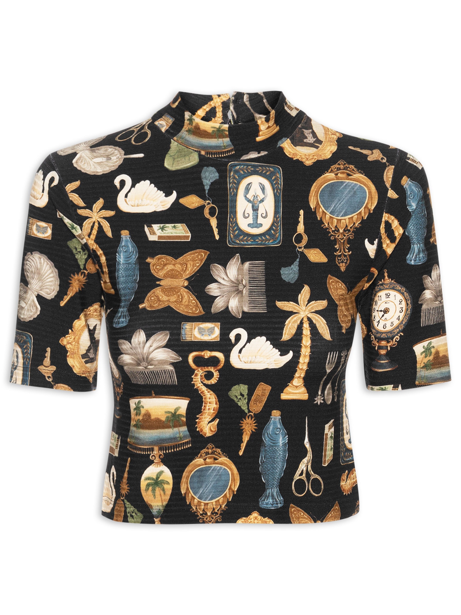 Blusa Cropped Bibelô Preto Farm