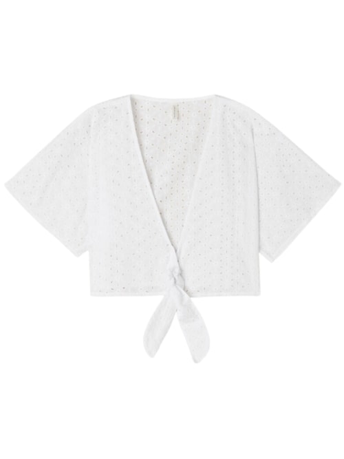 Blusa Cropped Bordado Inglês Hello Sunshine – Branco