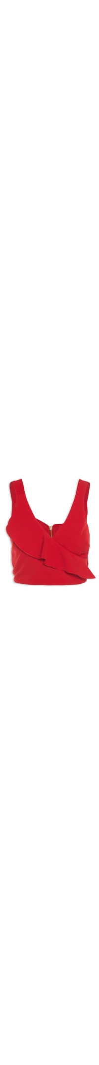 Blusa Cropped Com Babado - Vermelho