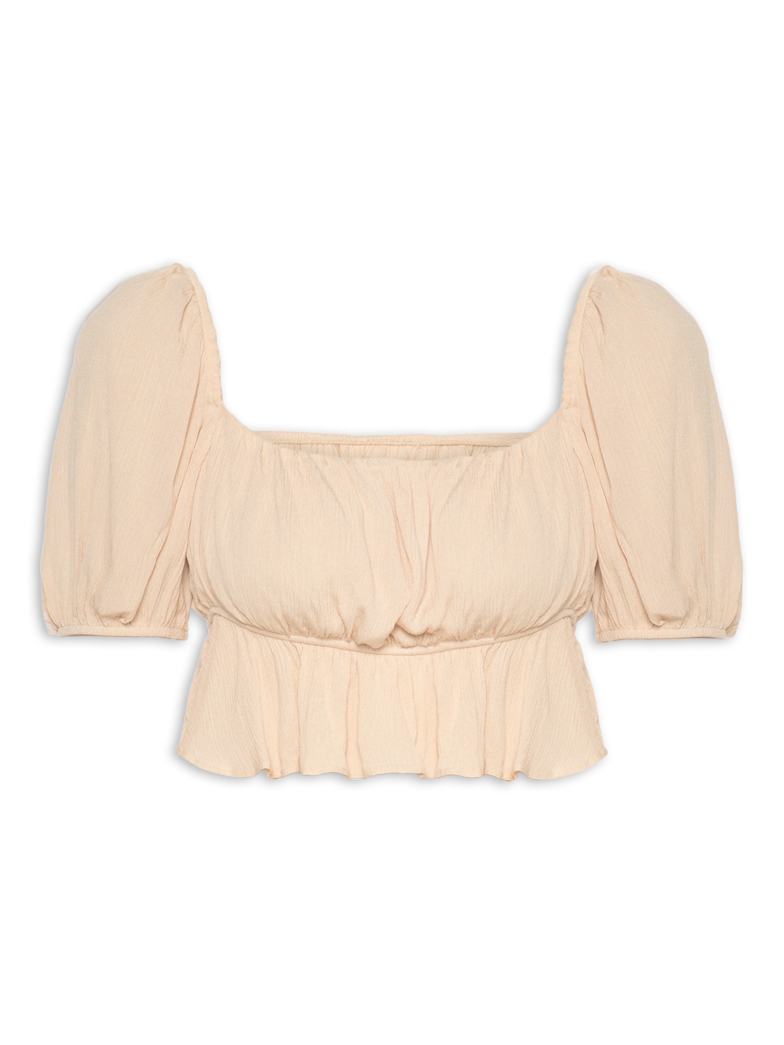 Blusa Cropped Com Babados Bege My Favorite Things