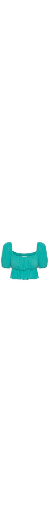 Blusa Cropped Com Babados - Verde
