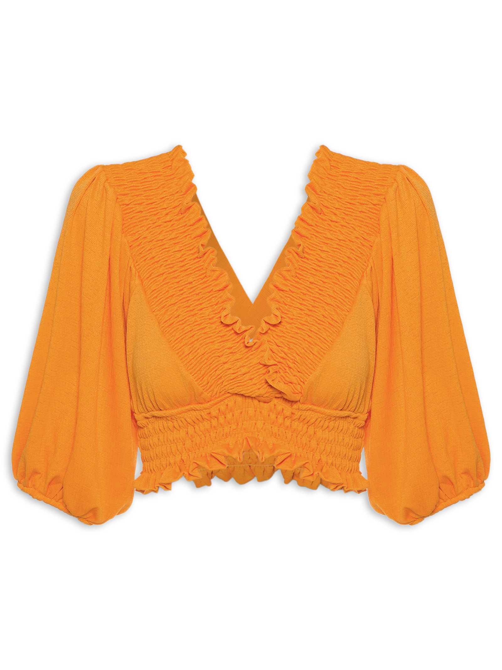 Blusa Cropped Com Lastex Laranja  My Favorite Things