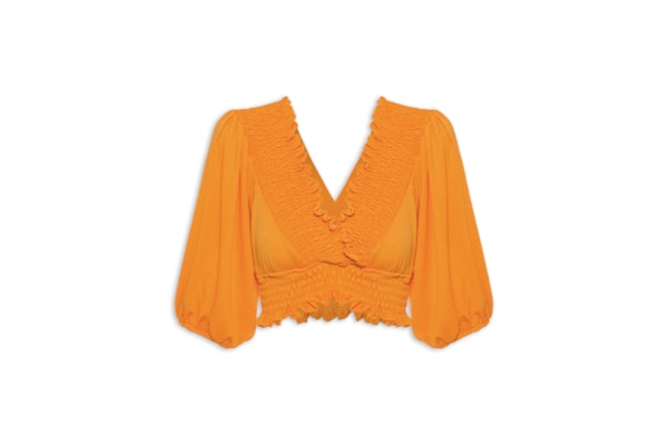 Blusa Cropped Com Lastex - Laranja 