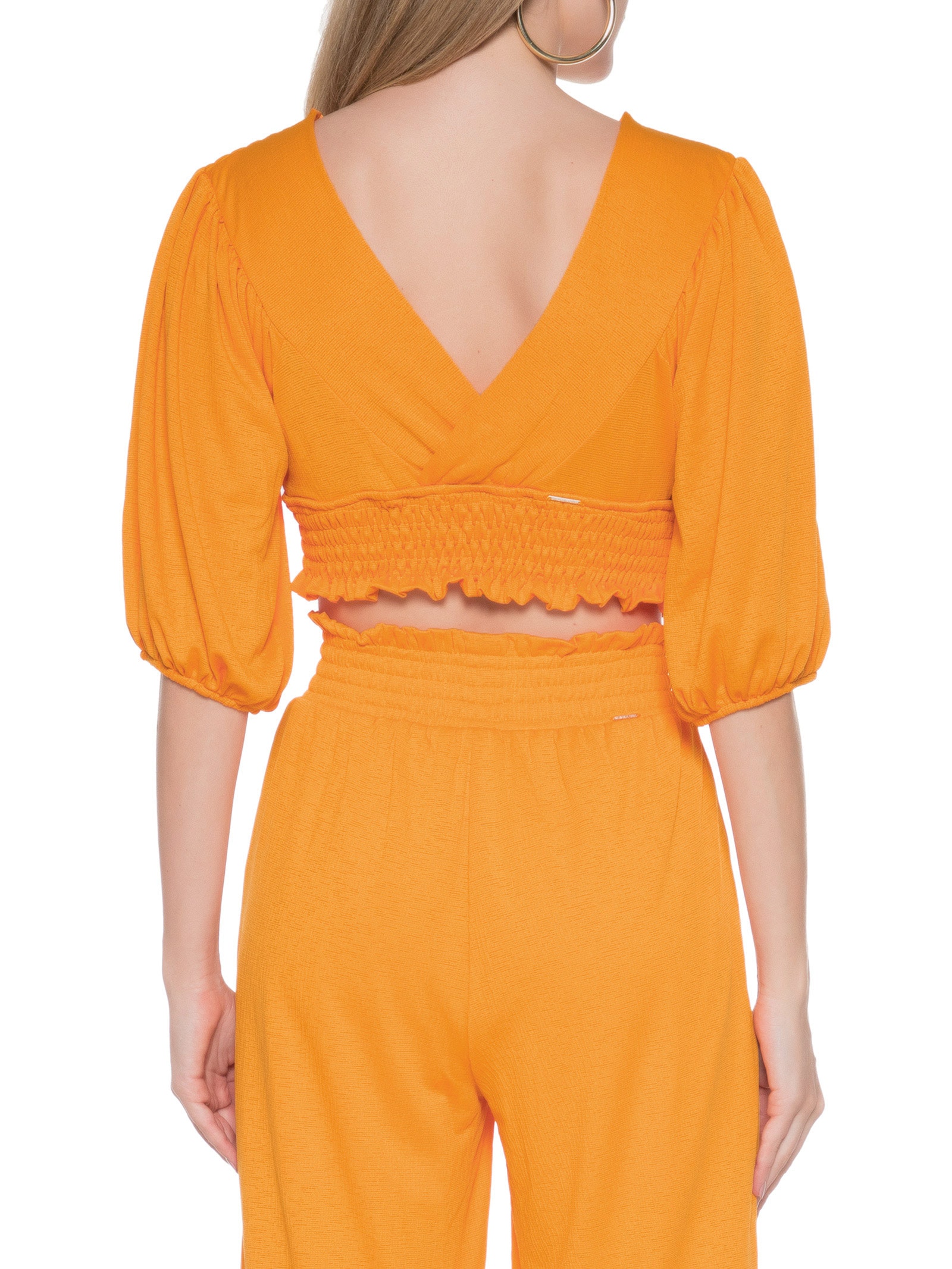 Blusa Cropped Com Lastex Laranja  My Favorite Things