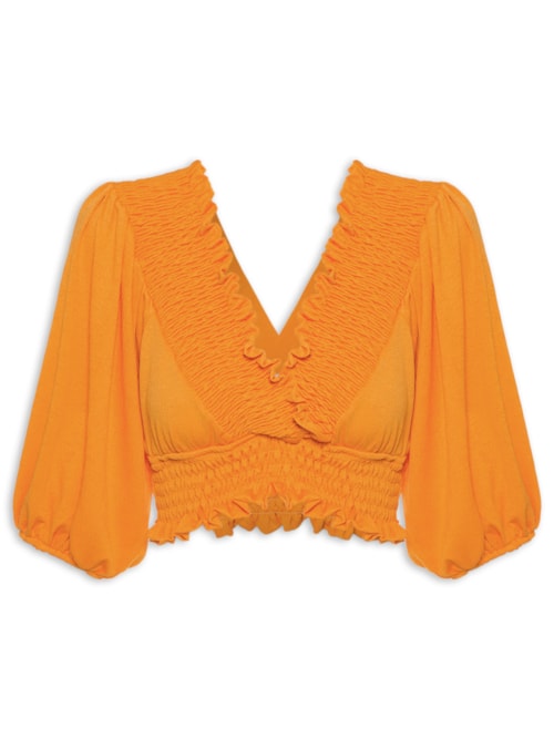 Blusa Cropped Com Lastex – Laranja