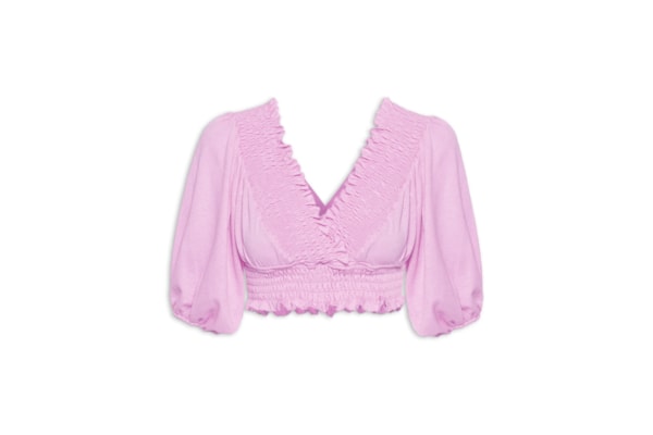 Blusa Cropped Com Lastex - Lilás