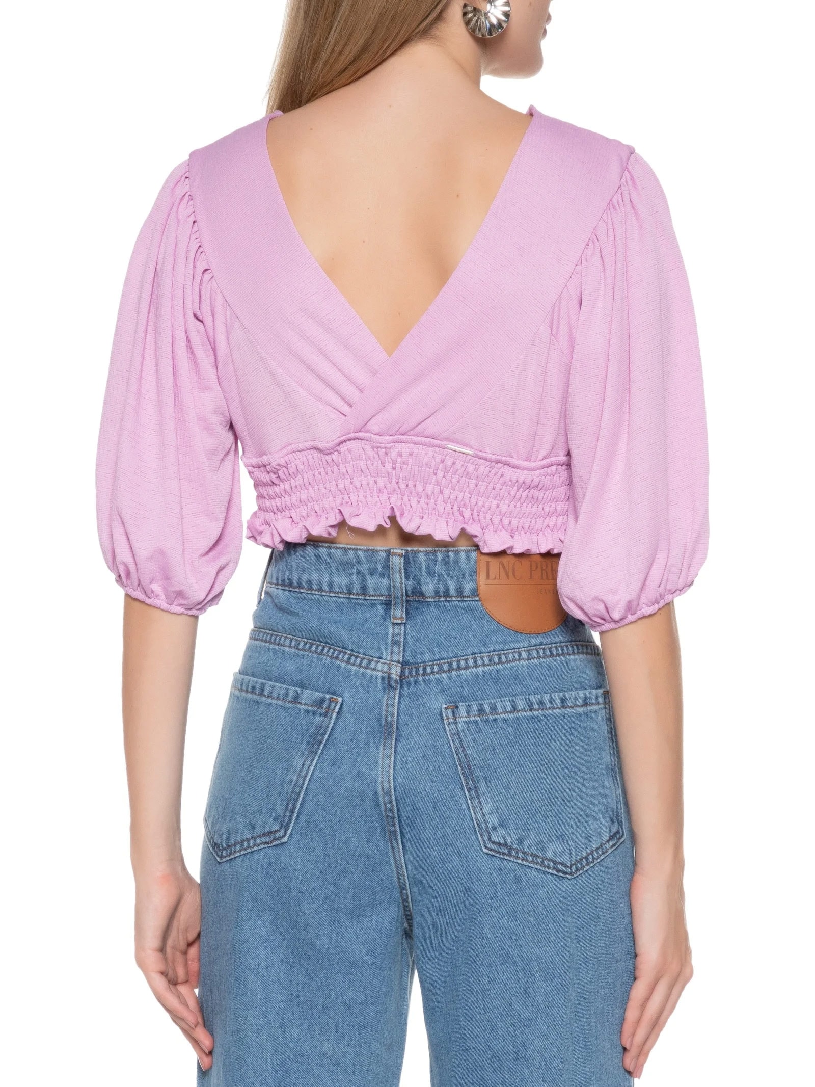 Blusa Cropped Com Lastex Lilás My Favorite Things