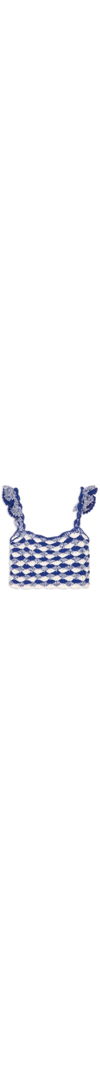 Blusa Cropped Crochet Quadrado - Azul
