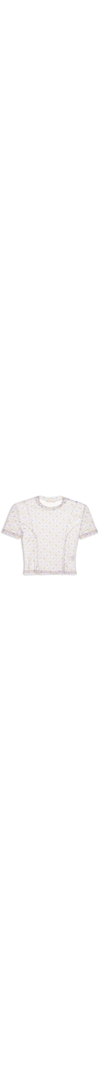 Blusa Cropped De Tule Estampado - Lilás
