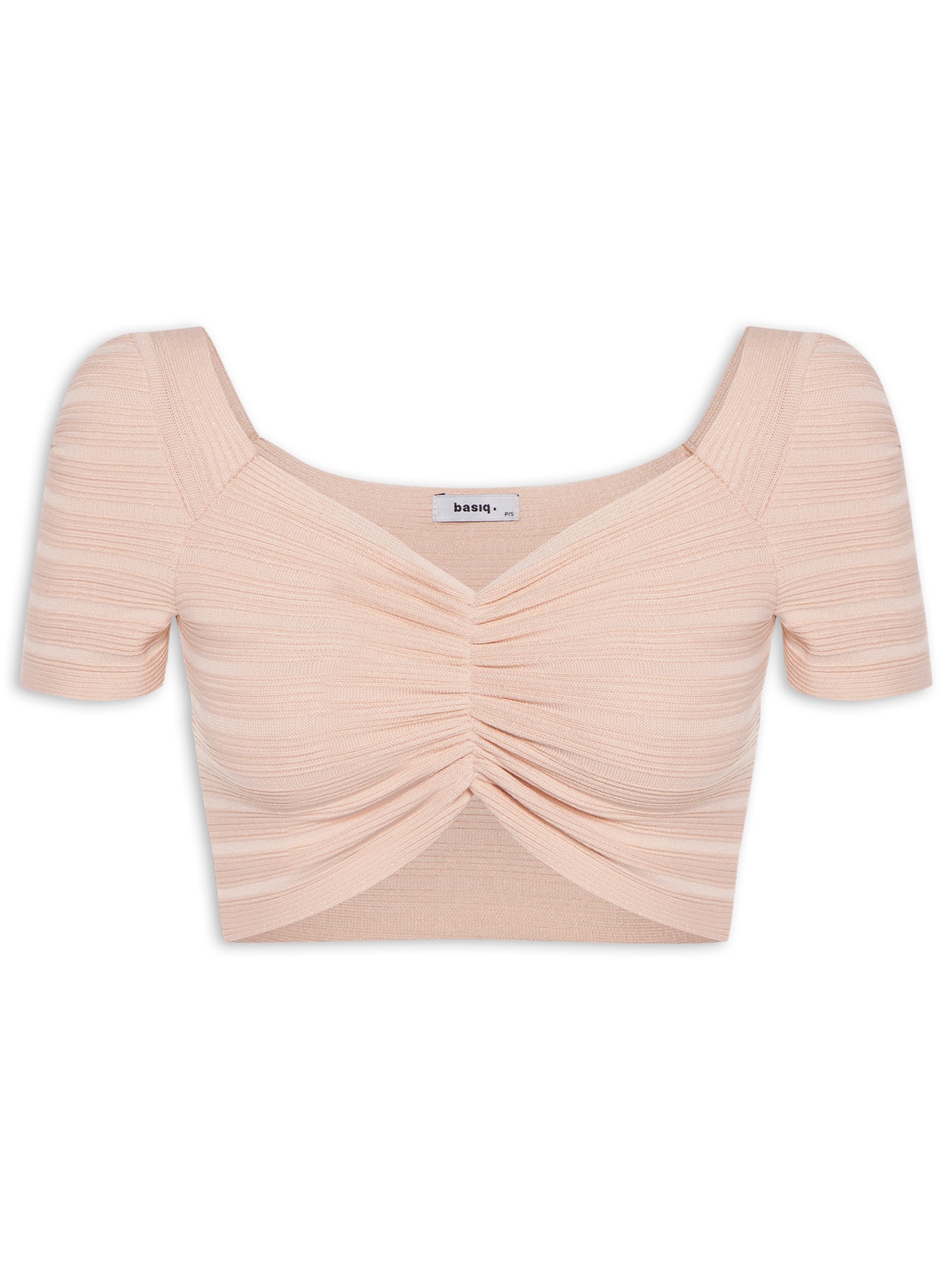 Blusa Cropped Decotado Rosa Basiq