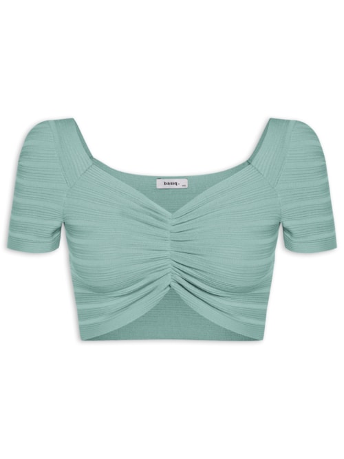 Blusa Cropped Decotado - Verde