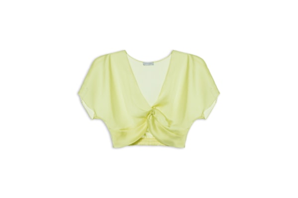 Blusa Cropped Decote Coração - Amarelo