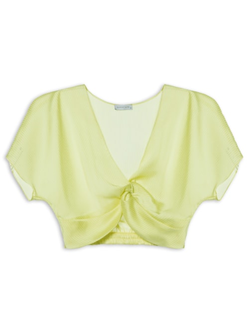 Blusa Cropped Decote Coração - Amarelo
