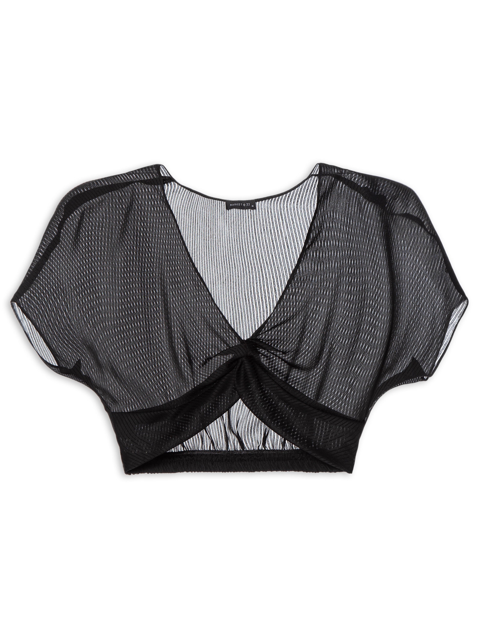 Blusa Cropped Decote Coração Preto Market 33