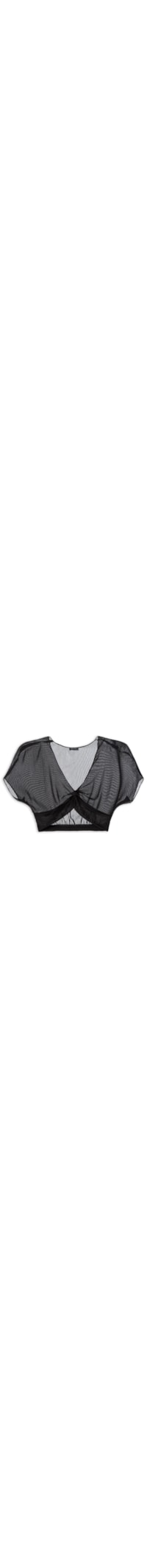 Blusa Cropped Decote Coração - Preto