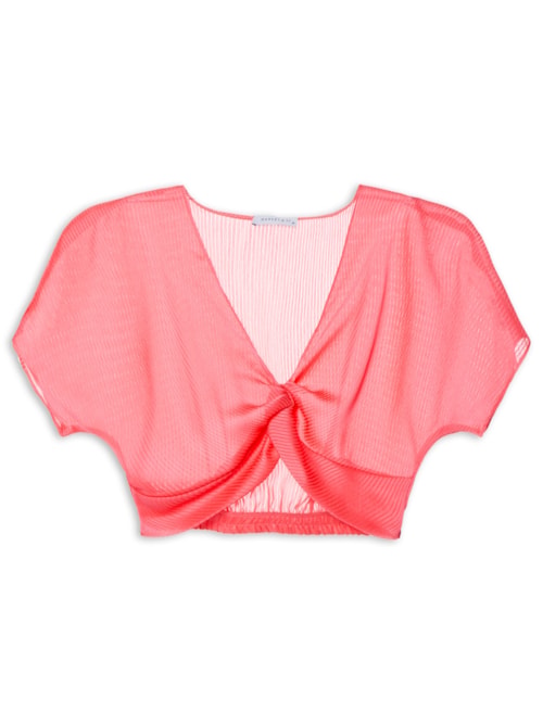 Blusa Cropped Decote Coração - Rosa
