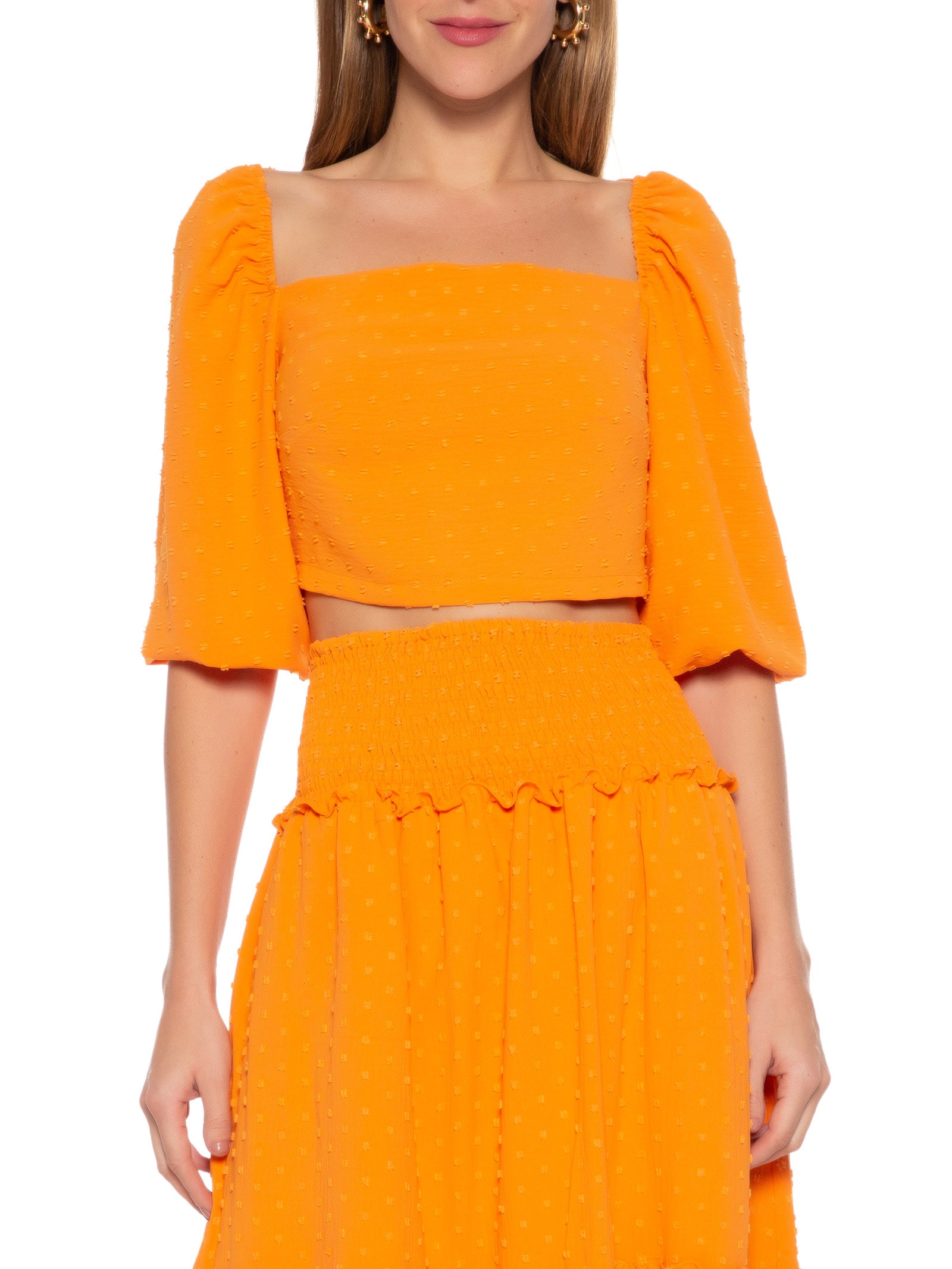 Blusa Cropped Dot Laranja  Market 33