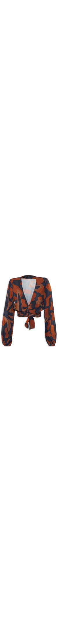 Blusa Cropped Estampa Jungle - Azul