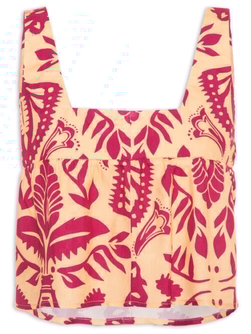 Blusa Cropped Estampa Maya – Laranja