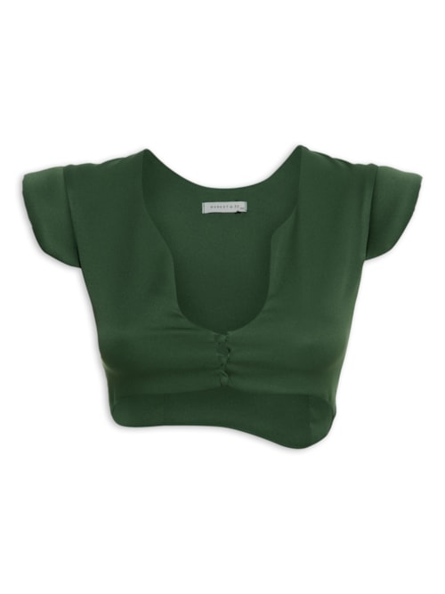 Blusa Cropped Feminina Assimétrica – Verde