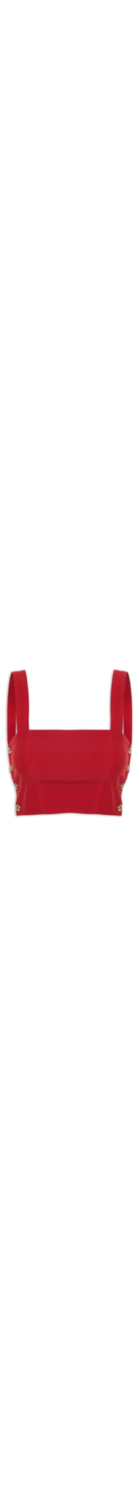Blusa Cropped Feminino Em Crepe Decote Reto - Vermelho