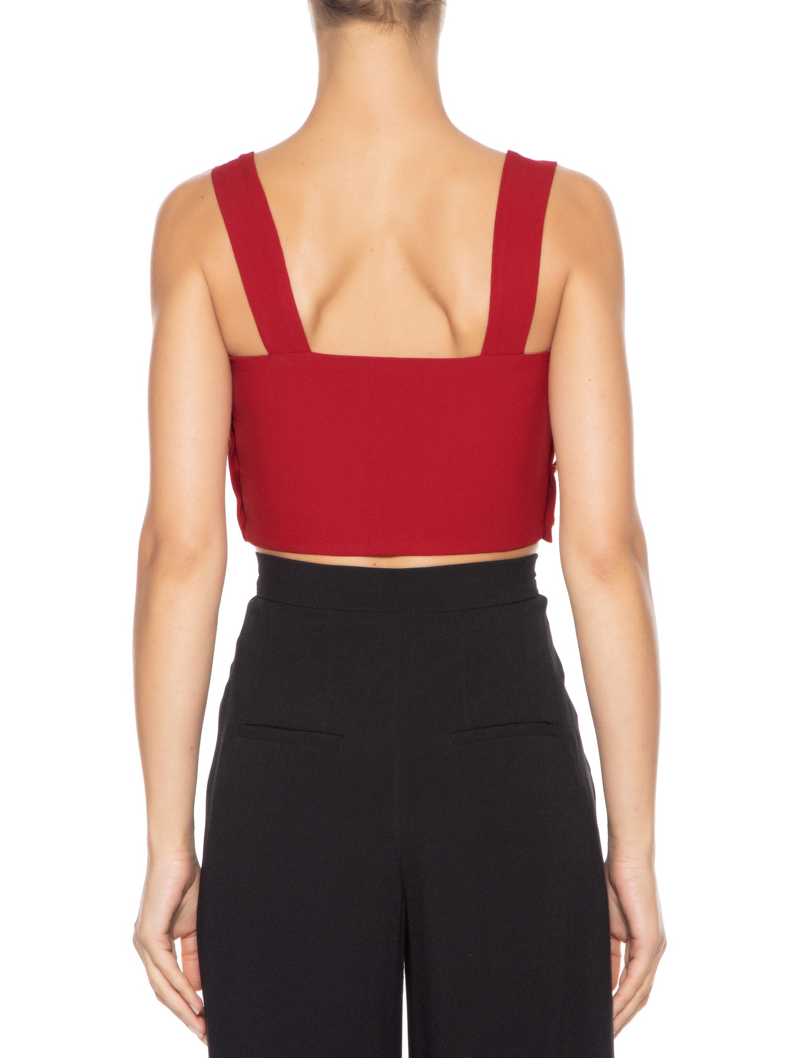 Blusa Cropped Feminino Em Crepe Decote Reto Vermelho '2Essential