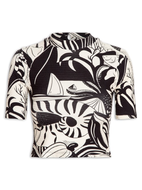 Blusa Cropped Festa De Mar – Preto