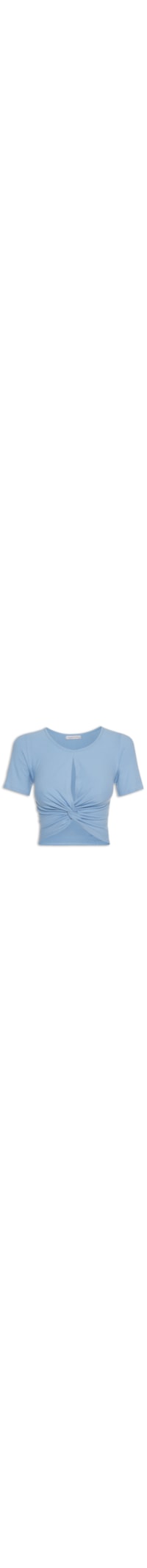 Blusa Cropped Malha Canelada Nó - Azul