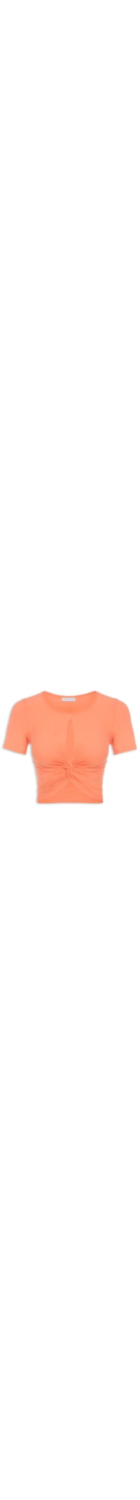 Blusa Cropped Malha Canelada Nó - Laranja
