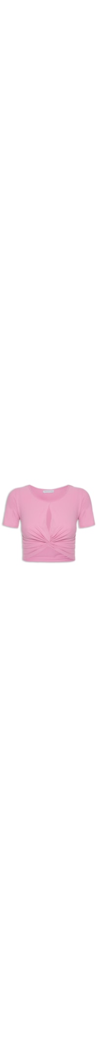 Blusa Cropped Malha Canelada Nó - Rosa