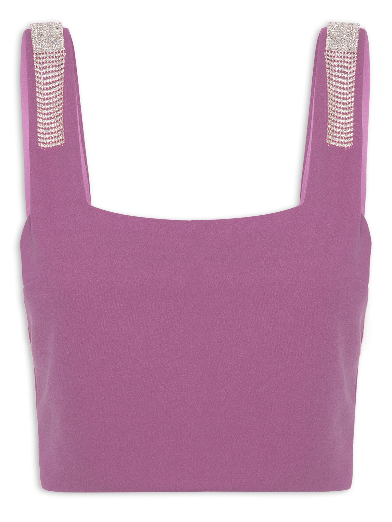 Blusa Cropped Malha Creponada Strass Rosa Market 33