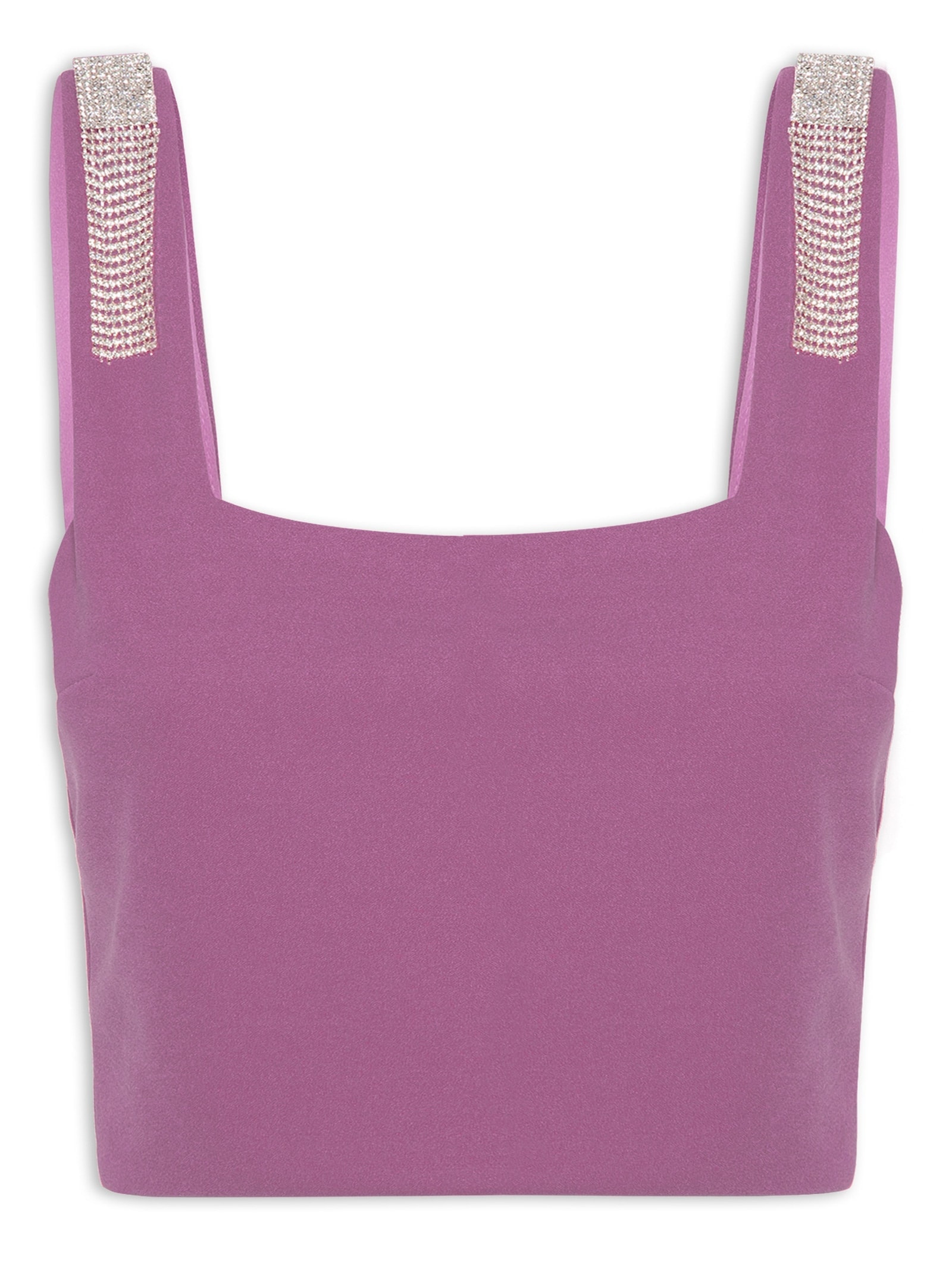 Blusa Cropped Malha Creponada Strass Rosa Market 33