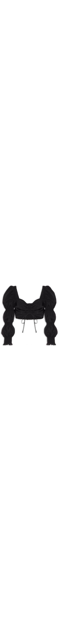 Blusa Cropped Manga Julieta - Preto