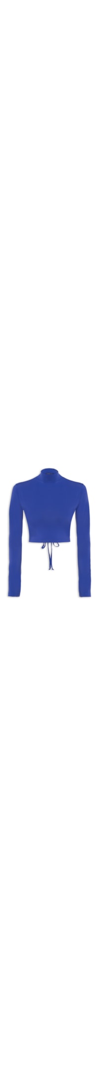 Blusa Cropped Manga Longa Costas Vazada - Azul