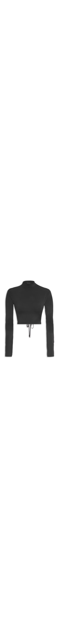 Blusa Cropped Manga Longa Costas Vazada - Preto