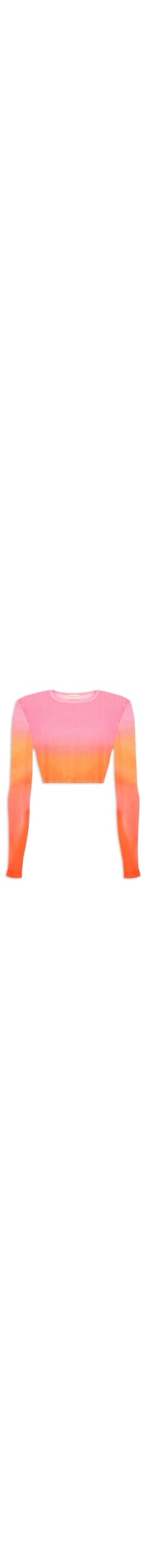 Blusa Cropped Manga Longa - Laranja