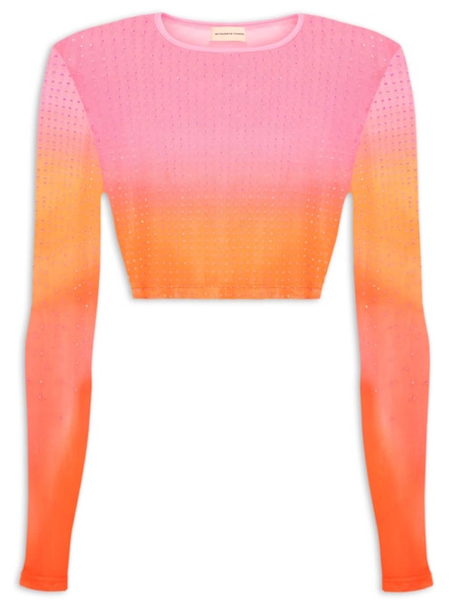 Blusa Cropped Manga Longa - Laranja