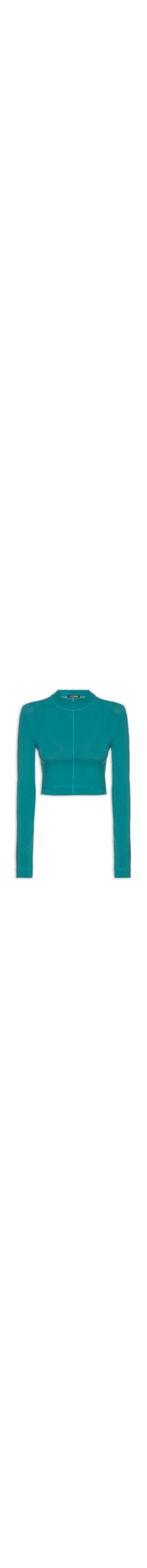 Blusa Cropped Manga Longa Recorte Central - Verde